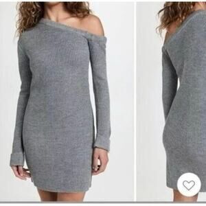 WAYF Everlasting One Shoulder Sweater Dress Size S Gray